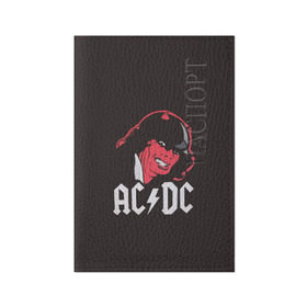 Обложка для паспорта матовая кожа с принтом Чёрт AC/DC в Белгороде, натуральная матовая кожа | размер 19,3 х 13,7 см; прозрачные пластиковые крепления | ac dc | acdc | ангус янг | блюз рок | крис слэйд | рок группа | рок н ролл | стиви янг | хард рок | эксл роуз