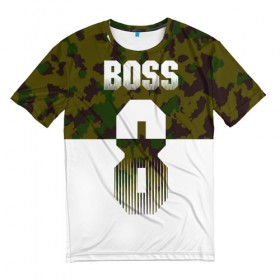 Мужская футболка 3D с принтом BOSS 8 Military в Белгороде, 100% полиэфир | прямой крой, круглый вырез горловины, длина до линии бедер | Тематика изображения на принте: 