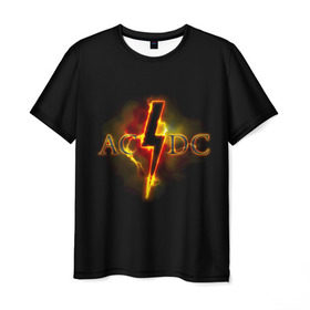 Мужская футболка 3D с принтом AC/DC огонь в Белгороде, 100% полиэфир | прямой крой, круглый вырез горловины, длина до линии бедер | ac dc | acdc | ангус янг | блюз рок | крис слэйд | надпись | рок группа | рок н ролл | стиви янг | хард рок | эксл роуз