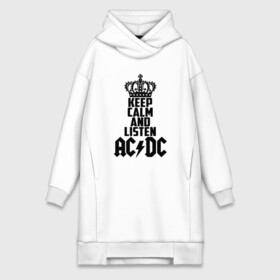 Платье-худи хлопок с принтом Keep calm and listen AC DC в Белгороде,  |  | ac dc | acdc | австралийская | альбом | ангус янг | блюз рок | гитара | головы | группа | крис слэйд | музыканты | надпись | певцы | рок | рок н ролл | стиви янг | хард рок | эксл роуз