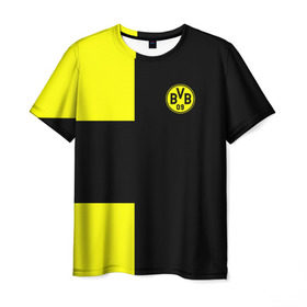 Мужская футболка 3D с принтом FC Borussia Dortmund Black в Белгороде, 100% полиэфир | прямой крой, круглый вырез горловины, длина до линии бедер | боруссия | дортмунд