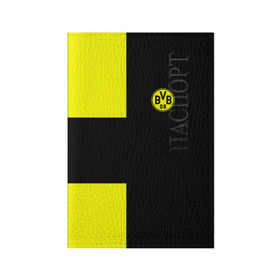 Обложка для паспорта матовая кожа с принтом FC Borussia Dortmund Black в Белгороде, натуральная матовая кожа | размер 19,3 х 13,7 см; прозрачные пластиковые крепления | боруссия | дортмунд