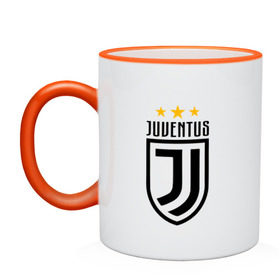 Кружка двухцветная с принтом Juventus Football Club в Белгороде, керамика | объем — 330 мл, диаметр — 80 мм. Цветная ручка и кайма сверху, в некоторых цветах — вся внутренняя часть | juventus football club