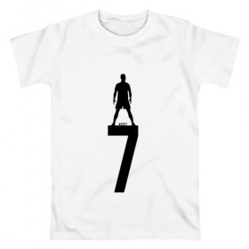 Мужская футболка хлопок с принтом Криштиану Роналду в Белгороде, 100% хлопок | прямой крой, круглый вырез горловины, длина до линии бедер, слегка спущенное плечо. | 