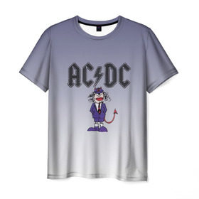 Мужская футболка 3D с принтом AC/DC чертенок в Белгороде, 100% полиэфир | прямой крой, круглый вырез горловины, длина до линии бедер | 