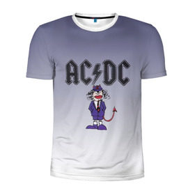Мужская футболка 3D спортивная с принтом AC/DC чертенок в Белгороде, 100% полиэстер с улучшенными характеристиками | приталенный силуэт, круглая горловина, широкие плечи, сужается к линии бедра | 