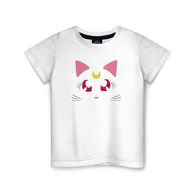 Детская футболка хлопок с принтом Guarding Cat в Белгороде, 100% хлопок | круглый вырез горловины, полуприлегающий силуэт, длина до линии бедер | anime | sailor moon | аниме | сейлор мун