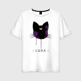 Женская футболка хлопок Oversize с принтом Luna в Белгороде, 100% хлопок | свободный крой, круглый ворот, спущенный рукав, длина до линии бедер
 | anime | sailor moon | аниме | сейлор мун