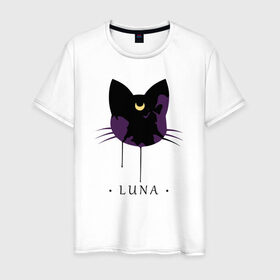 Мужская футболка хлопок с принтом Luna в Белгороде, 100% хлопок | прямой крой, круглый вырез горловины, длина до линии бедер, слегка спущенное плечо. | anime | sailor moon | аниме | сейлор мун