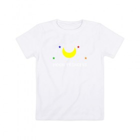 Детская футболка хлопок с принтом Moon в Белгороде, 100% хлопок | круглый вырез горловины, полуприлегающий силуэт, длина до линии бедер | 