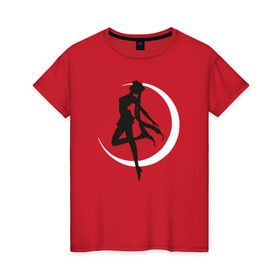 Женская футболка хлопок с принтом Луна в Белгороде, 100% хлопок | прямой крой, круглый вырез горловины, длина до линии бедер, слегка спущенное плечо | anime | sailor moon | аниме | сейлор мун
