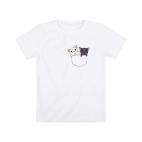 Детская футболка хлопок с принтом Кисы в Белгороде, 100% хлопок | круглый вырез горловины, полуприлегающий силуэт, длина до линии бедер | anime | cat | sailor moon | аниме | кисы | сейлор мун