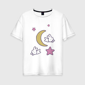 Женская футболка хлопок Oversize с принтом Луна в Белгороде, 100% хлопок | свободный крой, круглый ворот, спущенный рукав, длина до линии бедер
 | anime | sailor moon | аниме | сейлор мун