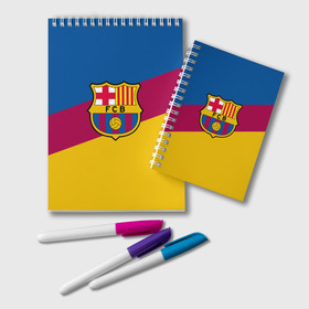 Блокнот с принтом FC Barcelona 2018 Colors в Белгороде, 100% бумага | 48 листов, плотность листов — 60 г/м2, плотность картонной обложки — 250 г/м2. Листы скреплены удобной пружинной спиралью. Цвет линий — светло-серый
 | fc | fc barcelona | fcb | fly emirates | ronaldo | абстракция | барселона | геометрия | зож | клуб | линии | месси | модные | мяч | реал мадрид | спорт | спортивные | тренды | футбол | футбольный клуб | эмблема