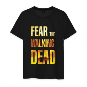 Мужская футболка хлопок с принтом Fear the walking dead в Белгороде, 100% хлопок | прямой крой, круглый вырез горловины, длина до линии бедер, слегка спущенное плечо. | 