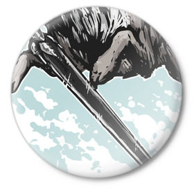Значок с принтом The Swordswolf в Белгороде,  металл | круглая форма, металлическая застежка в виде булавки | дарк соулс