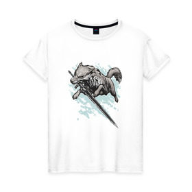 Женская футболка хлопок с принтом The Swordswolf в Белгороде, 100% хлопок | прямой крой, круглый вырез горловины, длина до линии бедер, слегка спущенное плечо | дарк соулс