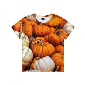 Детская футболка 3D с принтом тыквы в Белгороде, 100% гипоаллергенный полиэфир | прямой крой, круглый вырез горловины, длина до линии бедер, чуть спущенное плечо, ткань немного тянется | halloween | дача | овощи | октябрь | оранжевый | осень | сентябрь | тыква | хеллуин