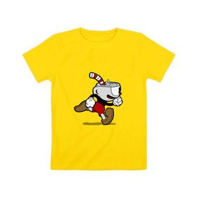 Детская футболка хлопок с принтом Cuphead в Белгороде, 100% хлопок | круглый вырез горловины, полуприлегающий силуэт, длина до линии бедер | Тематика изображения на принте: 