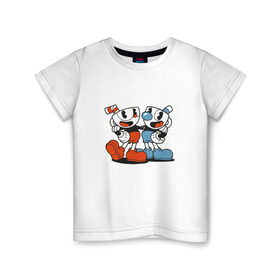 Детская футболка хлопок с принтом Cuphead в Белгороде, 100% хлопок | круглый вырез горловины, полуприлегающий силуэт, длина до линии бедер | Тематика изображения на принте: cuphead