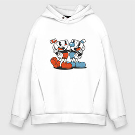 Мужское худи Oversize хлопок с принтом Cuphead в Белгороде, френч-терри — 70% хлопок, 30% полиэстер. Мягкий теплый начес внутри —100% хлопок | боковые карманы, эластичные манжеты и нижняя кромка, капюшон на магнитной кнопке | cuphead