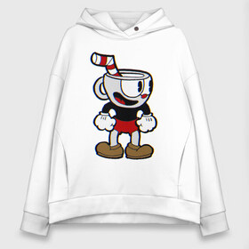 Женское худи Oversize хлопок с принтом Cuphead в Белгороде, френч-терри — 70% хлопок, 30% полиэстер. Мягкий теплый начес внутри —100% хлопок | боковые карманы, эластичные манжеты и нижняя кромка, капюшон на магнитной кнопке | cuphead