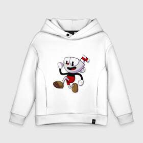 Детское худи Oversize хлопок с принтом Cuphead в Белгороде, френч-терри — 70% хлопок, 30% полиэстер. Мягкий теплый начес внутри —100% хлопок | боковые карманы, эластичные манжеты и нижняя кромка, капюшон на магнитной кнопке | Тематика изображения на принте: cuphead