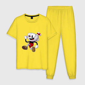 Мужская пижама хлопок с принтом Cuphead в Белгороде, 100% хлопок | брюки и футболка прямого кроя, без карманов, на брюках мягкая резинка на поясе и по низу штанин
 | cuphead
