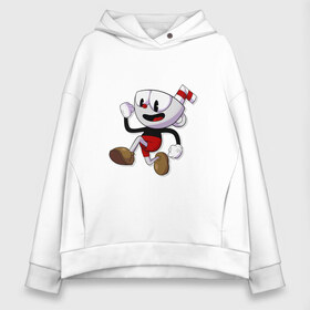 Женское худи Oversize хлопок с принтом Cuphead в Белгороде, френч-терри — 70% хлопок, 30% полиэстер. Мягкий теплый начес внутри —100% хлопок | боковые карманы, эластичные манжеты и нижняя кромка, капюшон на магнитной кнопке | cuphead