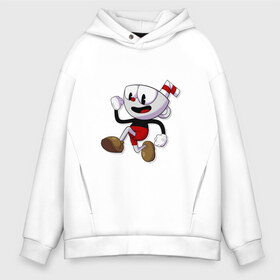 Мужское худи Oversize хлопок с принтом Cuphead в Белгороде, френч-терри — 70% хлопок, 30% полиэстер. Мягкий теплый начес внутри —100% хлопок | боковые карманы, эластичные манжеты и нижняя кромка, капюшон на магнитной кнопке | cuphead