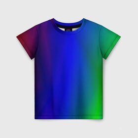Детская футболка 3D с принтом Цветной градиент в Белгороде, 100% гипоаллергенный полиэфир | прямой крой, круглый вырез горловины, длина до линии бедер, чуть спущенное плечо, ткань немного тянется | абстракция | градиент | зеленый | модные | розовый | синий | цвет | цветные | яркие