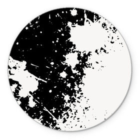 Коврик круглый с принтом Брызги краски в Белгороде, резина и полиэстер | круглая форма, изображение наносится на всю лицевую часть | абстракция | белое | брызги | краска | пятно | черное