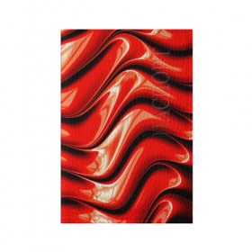 Обложка для паспорта матовая кожа с принтом Жидкие металл (красный) в Белгороде, натуральная матовая кожа | размер 19,3 х 13,7 см; прозрачные пластиковые крепления | Тематика изображения на принте: абстракция | блеск | блики | краска | линии | металл | отражение | узоры