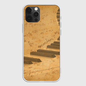 Чехол для iPhone 12 Pro с принтом Клавиши пианино в Белгороде, силикон | область печати: задняя сторона чехла, без боковых панелей | Тематика изображения на принте: для | до | клавиши | ля | мелодия | ми | музыка | музыканта | ноты | оркестр | пианино | подарок | ре | рояль | си | соль | стан | фа