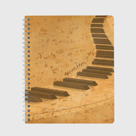Тетрадь с принтом Клавиши пианино в Белгороде, 100% бумага | 48 листов, плотность листов — 60 г/м2, плотность картонной обложки — 250 г/м2. Листы скреплены сбоку удобной пружинной спиралью. Уголки страниц и обложки скругленные. Цвет линий — светло-серый
 | для | до | клавиши | ля | мелодия | ми | музыка | музыканта | ноты | оркестр | пианино | подарок | ре | рояль | си | соль | стан | фа