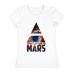 Женская футболка хлопок с принтом Thirty Seconds to Mars космос в Белгороде, 100% хлопок | прямой крой, круглый вырез горловины, длина до линии бедер, слегка спущенное плечо | 