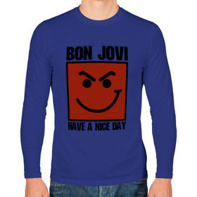 Мужской лонгслив хлопок с принтом Bon Jovi, have a nice day в Белгороде, 100% хлопок |  | bon jovi | бон | бон джови | глэм | группа | джови | джон | метал | рок | хард