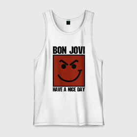 Мужская майка хлопок с принтом Bon Jovi, have a nice day в Белгороде, 100% хлопок |  | bon jovi | бон | бон джови | глэм | группа | джови | джон | метал | рок | хард