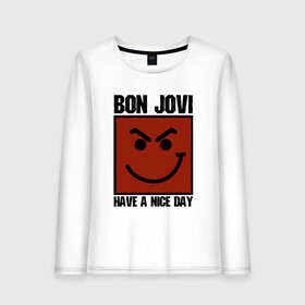 Женский лонгслив хлопок с принтом Bon Jovi have a nice day в Белгороде, 100% хлопок |  | Тематика изображения на принте: bon jovi | бон | бон джови | глэм | группа | джови | джон | метал | рок | хард