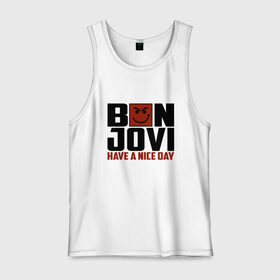 Мужская майка хлопок с принтом Bon Jovi, have a nice day в Белгороде, 100% хлопок |  | Тематика изображения на принте: bon jovi | бон | бон джови | глэм | группа | джови | джон | метал | рок | хард