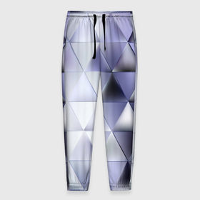 Мужские брюки 3D с принтом Metallic triangles в Белгороде, 100% полиэстер | манжеты по низу, эластичный пояс регулируется шнурком, по бокам два кармана без застежек, внутренняя часть кармана из мелкой сетки | текстура | треугольник