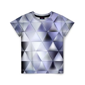 Детская футболка 3D с принтом Metallic triangles в Белгороде, 100% гипоаллергенный полиэфир | прямой крой, круглый вырез горловины, длина до линии бедер, чуть спущенное плечо, ткань немного тянется | Тематика изображения на принте: текстура | треугольник
