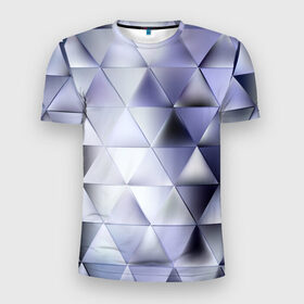 Мужская футболка 3D спортивная с принтом Metallic triangles в Белгороде, 100% полиэстер с улучшенными характеристиками | приталенный силуэт, круглая горловина, широкие плечи, сужается к линии бедра | текстура | треугольник