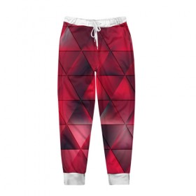 Мужские брюки 3D с принтом Dark Red в Белгороде, 100% полиэстер | манжеты по низу, эластичный пояс регулируется шнурком, по бокам два кармана без застежек, внутренняя часть кармана из мелкой сетки | red | геометрия | красный | треугольник