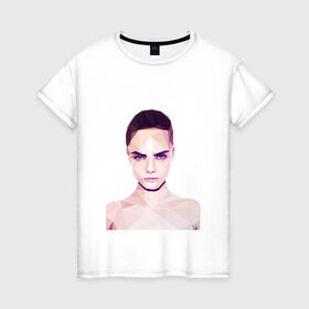 Женская футболка хлопок с принтом Кара Делевинь 6 в Белгороде, 100% хлопок | прямой крой, круглый вырез горловины, длина до линии бедер, слегка спущенное плечо | 