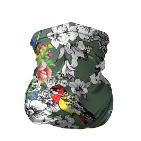 Бандана-труба 3D с принтом Райский остров в Белгороде, 100% полиэстер, ткань с особыми свойствами — Activecool | плотность 150‒180 г/м2; хорошо тянется, но сохраняет форму | арт | краска | попугаи | попугай | прикольные | рай | тропики | цветные | цветок | цветы