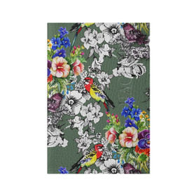 Обложка для паспорта матовая кожа с принтом Райский остров в Белгороде, натуральная матовая кожа | размер 19,3 х 13,7 см; прозрачные пластиковые крепления | арт | краска | попугаи | попугай | прикольные | рай | тропики | цветные | цветок | цветы
