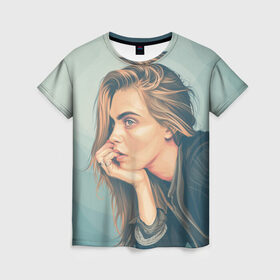 Женская футболка 3D с принтом Cara Delevingne 3 в Белгороде, 100% полиэфир ( синтетическое хлопкоподобное полотно) | прямой крой, круглый вырез горловины, длина до линии бедер | cara delevingne | кара делевинь