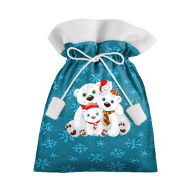 Подарочный 3D мешок с принтом Новогодние мишки в Белгороде, 100% полиэстер | Размер: 29*39 см | Тематика изображения на принте: new year | santa | дед мороз | елка | елочки | новогодний | новый год | рождество | сантаклаус | снег | снежинки