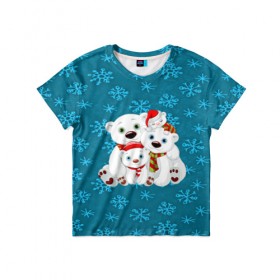 Детская футболка 3D с принтом Новогодние мишки в Белгороде, 100% гипоаллергенный полиэфир | прямой крой, круглый вырез горловины, длина до линии бедер, чуть спущенное плечо, ткань немного тянется | new year | santa | дед мороз | елка | елочки | новогодний | новый год | рождество | сантаклаус | снег | снежинки